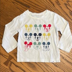 GAP Kids White Long Sleeve with Colorful Mickey Mouse Faces size 18-24 mo